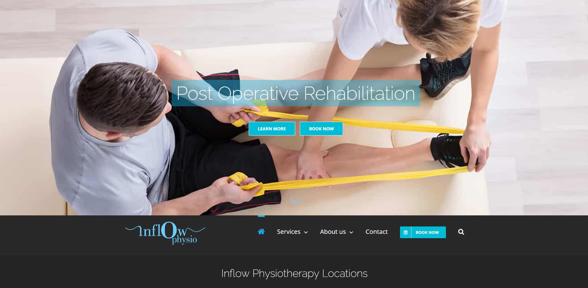 The front page of the website Inflow Physiotherapy that was designed and built by Killer Websites