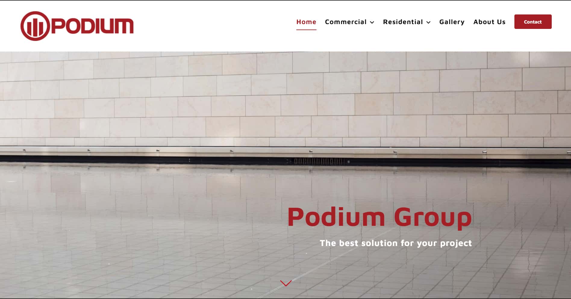 Screenshot of the home page of Podium Group's website