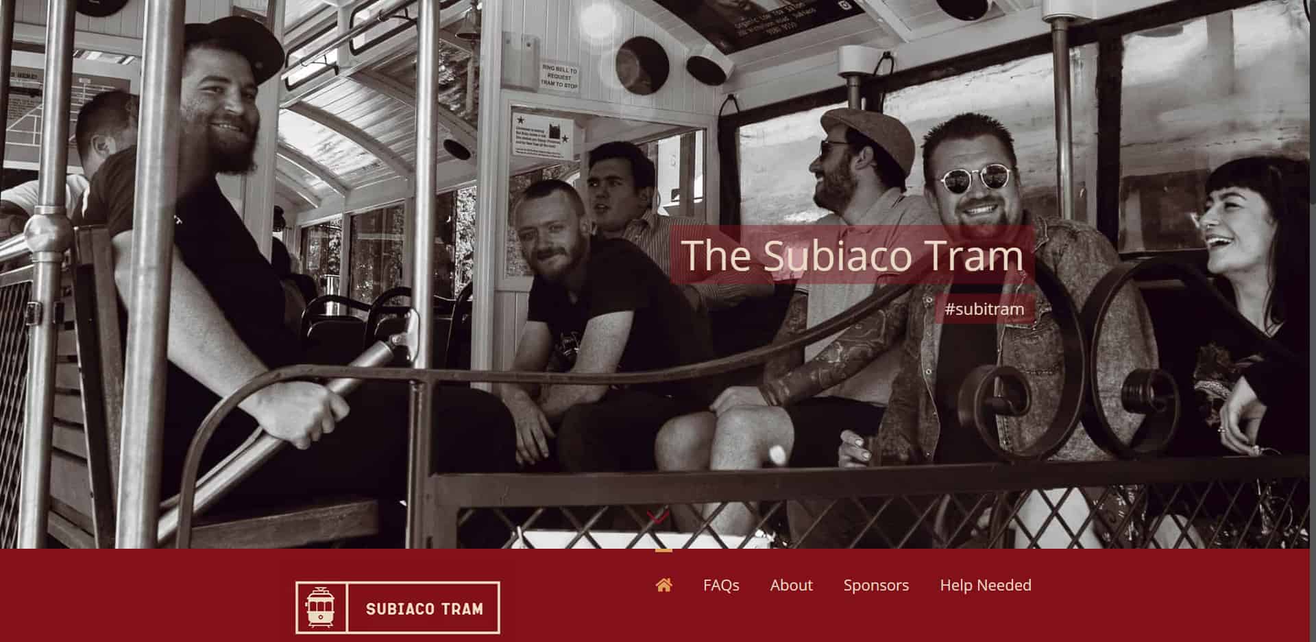 The home page of the subiaco tram website as designed by killer websites